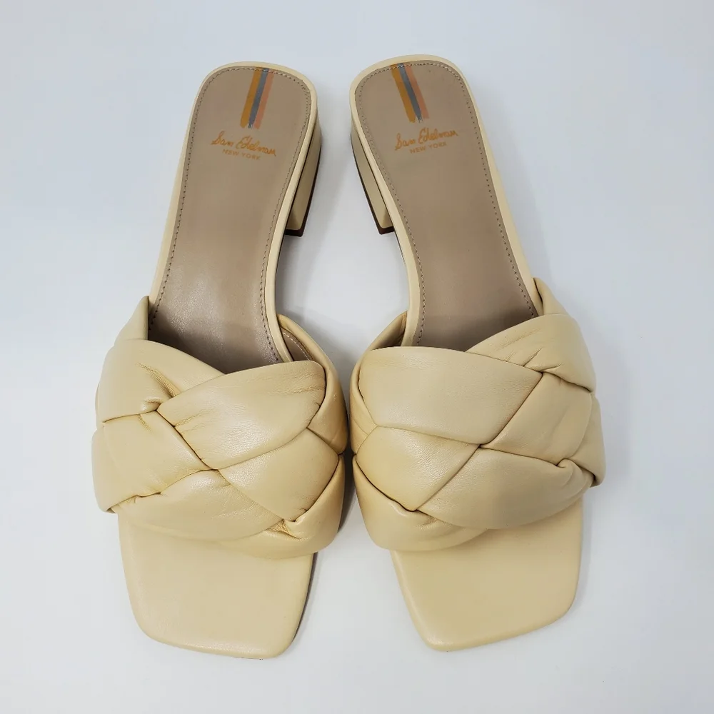 Sam Edelman Dawson Slide Sandal Eggshell Woven Leather 9.5 - Picture 2 of 9